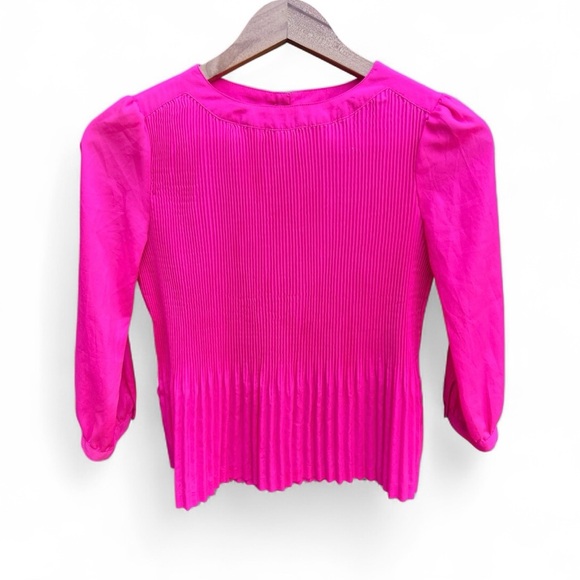 Baker by Ted Baker Other - Baker by Ted Baker Pleated Blouse with Heart Buttons Hot Pink Size XL